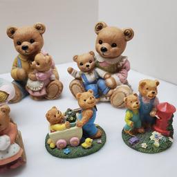 Lot of Bear Figurines, Potpourri Warmer, and Ceramic Cracker Tray