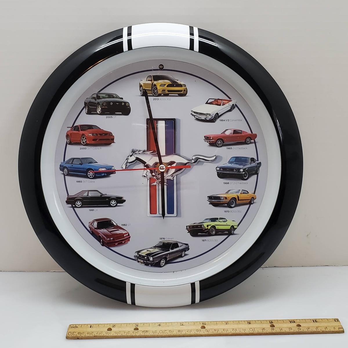 History of Ford Mustang Battery Operated Wall Clock with Sound
