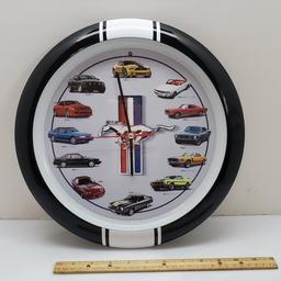 History of Ford Mustang Battery Operated Wall Clock with Sound