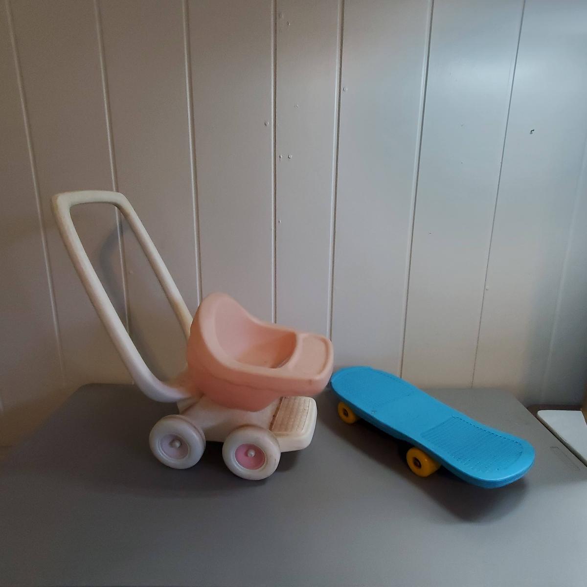 Children’s Plastic Skateboard and Little Tikes Baby Stroller (Made in USA)
