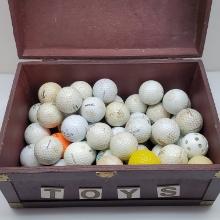 Wooden Chest of Golf Balls