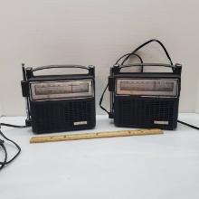 2 Vintage General Electric Two Way Power Electric and Battery Operated Radios - Works