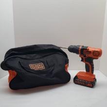Black & Decker Drill with Battery, Charger, and Bag - Tested and Works