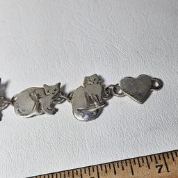 Silver Tone Cat Lovers Bracelet