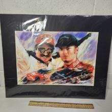 NASCAR Dale Earnhardt Jr and Sr Matted Print