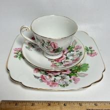 Clarence Bone China 3 Pc Tea Cup, Saucer & Plate Made in England