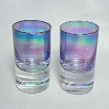 Pair of Iridescent Multi-Colored Shot Glasses