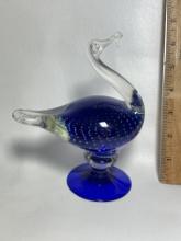 Cobalt Art Glass Bird Figurine