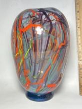 Art Glass Signed & Numbered Multi Colored Hand Blown Vase