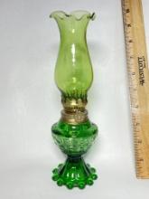 Green Glass Oil Lamp