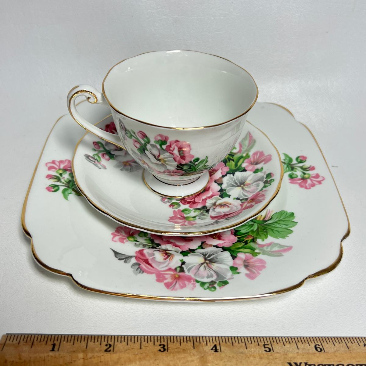 Clarence Bone China 3 Pc Tea Cup, Saucer & Plate Made in England