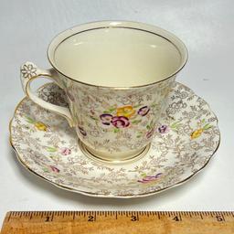 James Kent Longton Tea Cup & Saucer "Pearl Delight" Made in England