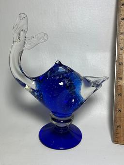 Art Glass Cobalt Fish Figurine