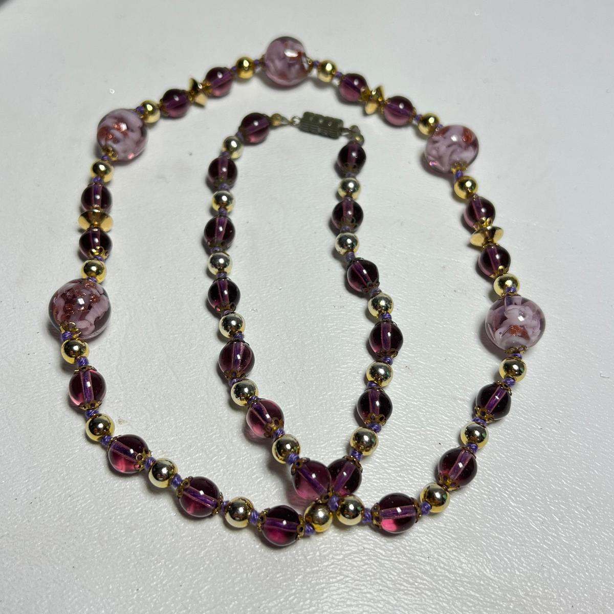 Vintage Purple Beaded Necklace