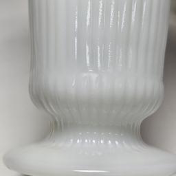 E O Brady Tall Milk Glass Ribbed Vase