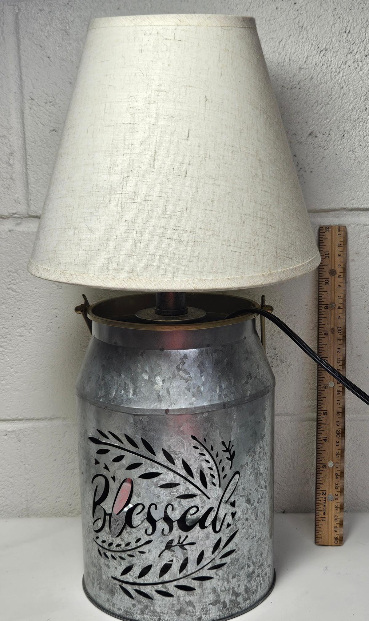 Galvanized Style Milk Can with Lamp Insert