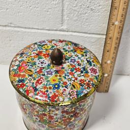 Vintage Multi Color Floral Daher Round Tin, Made in England