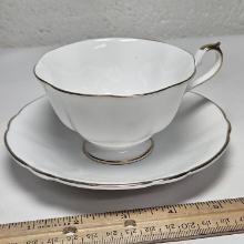 Crownford Fine Bone China Tea Cup and Saucer with Gold Trim, England