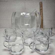 Simple But Elegant Glass 9 Quart Punch Bowl Set with Box