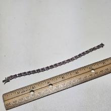 Sterling Silver and Amethyst Link Bracelet