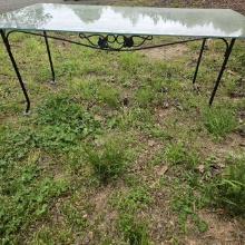 Wrought Iron Patio Table with Glass Top