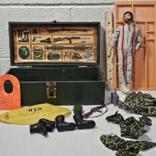 WOW!! Vintage G.I. Joe Footlocker with Tray, Figure and Accessories, Gear