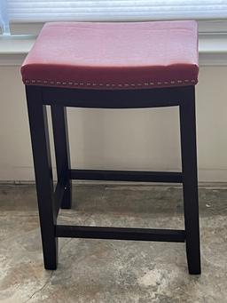 Bar Stool with Red Cushioned Seat