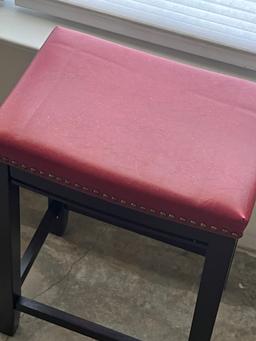 Bar Stool with Red Cushioned Seat