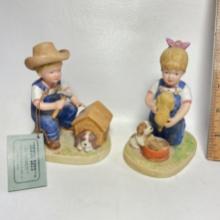 Pair of 1985 Homco "Denim Days" Figurines