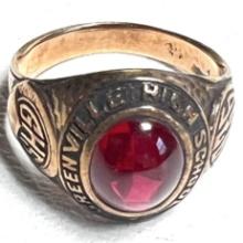 10K Gold 1936 Greenville High School Class Ring Size 9