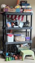 Plastic Shelving Full of Various Items