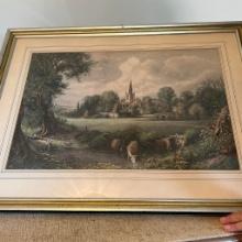 Large Vintage Framed Castle Print