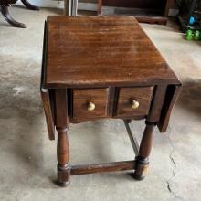 Vintage Drop Leaf Side Table with Drawer