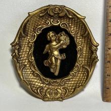 Vintage Oval Gilt Angel Wall Hanging