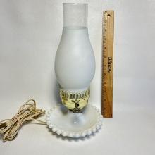Vintage Milk Glass Bedside Lamp with Glass Shade