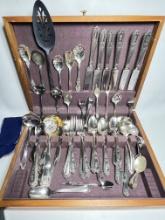 Huge Lot of Various Vintage & Antique Flatware in Wooden Case