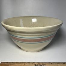 Large Vintage Blue & Pink Striped USA 12 Bowl