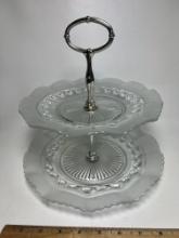 Pretty 2-Tier Serving Dish with Handle