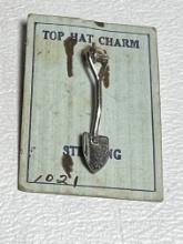 Vintage Sterling Silver Shovel Charm on Original Card