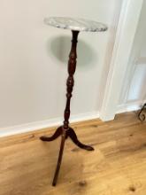 Mahogany Plant Stand with Marble Top