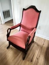 Beautiful Mahogany Swan Rocking Chair with Brass Claw Feet