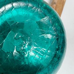 Unique Handblown Turquoise Crackle Glass Vase