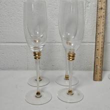 Set of 4 Mouth Blown Champagne Glasses