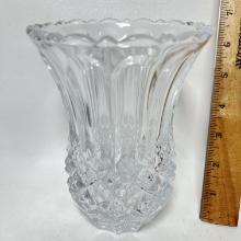 Pressed Crystal Vase with Diamond Pattern