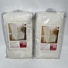 Pair of NEW Ivory Sure Fit Dining Room Chair Covers