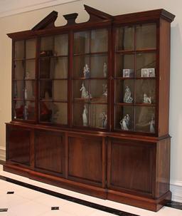 English Mahogany Breakfront Bookcase, Circa 1800, Keswick House in Putney London