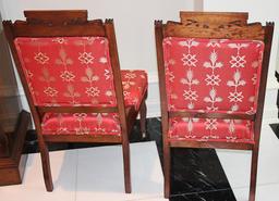 2 Upholstered wood chairs