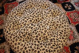 Leopard Print Round Ottoman