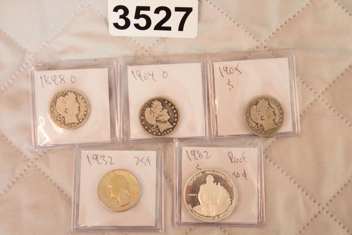 $1.50 Face Value US Silver Coins, 5 Coins