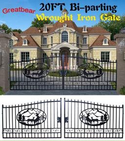 (721)GREATBEAR 20' WROUGHT IRON ENTRY GATE - DEER